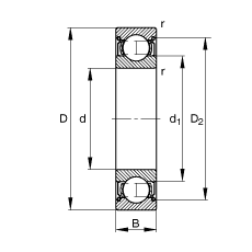 S 6314-2Z, (j) DIN 625-1 ˜ʵҪߴ, ɂ(c)g϶ܷ